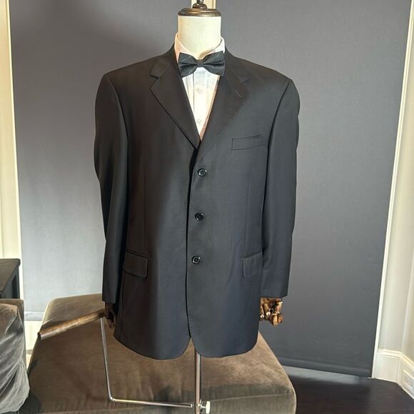 Men’s Giorgio Valentini Super 140’s Black Suit Jacket 100% Wool Size 44